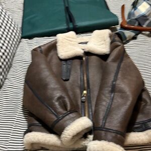 Men's Brown Shearling Bomber Jacket